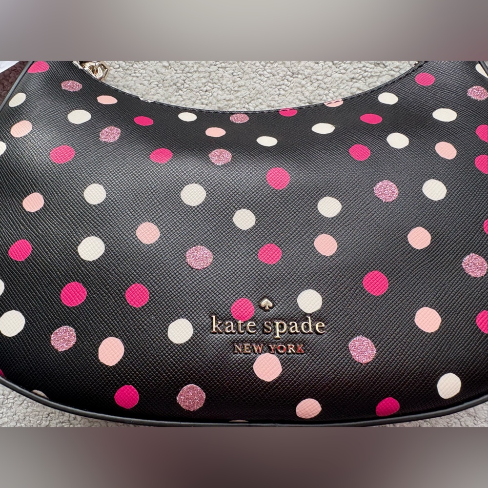 NWT Kate Spade Staci Crosbody Black/Pink polka dot - Picture 2 of 6